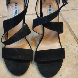 Steve Madden Black Suede Strappy Women's Sandals
